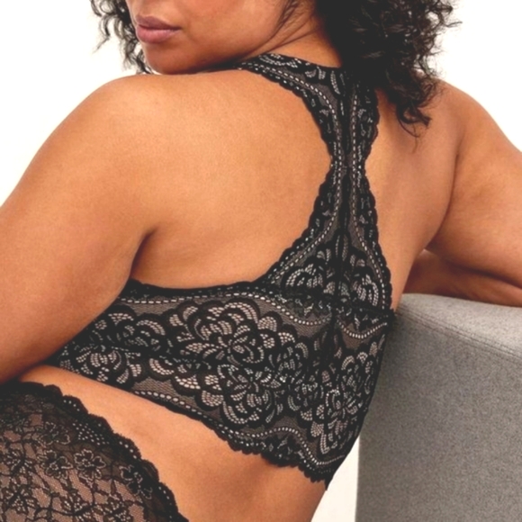 ❤️NWT VINTAGE TORRID BRALETTE - NUDE BLACK LACE UNLINED RACERBACK SEMI-SHEER BRA - Picture 6 of 10